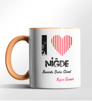 Kişiye Özel Niğde Seninle Daha Güzel Tema Siyah Renk Kupa (Turuncu)