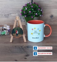 Doğum Günü Hediyesi Kupa Bardak Beyaz ve Fotoğraflı Ahşap Anahtarlık Hediye (Model 13)