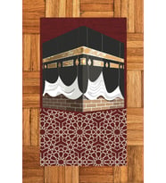 EVDEYA Baskılı Yıkanabilir Kabe Motifli Hediyelik Namaz Halısı Seccade 70x130cm, SECCADE-47-KAHVERENGİ, (Kırmızı)