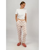 Kadın Cepli Pamuklu Lastikli Bel Kurdeleli Desenli Pijama Altı (Bordo)