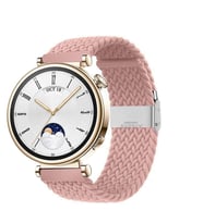 Sneezy Huawei Watch GT 4 41mm İle Uyumlu 18mm Metal Klips Solo Fiberlink Örgü Kordon (Pembe)