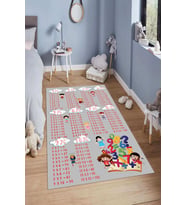 Dijital Baskılı Kaymaz Taban Yıkanabilir Kolay Temizlenir Modern Çocuk Odası Halısı NDÇ-HT-283 (Pembe)