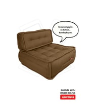 Xpermate DuoFlex Sırtlı Minder Koltuk İskandinav Tarzı Ergonomik  Sırtlıklı Oturma Minderi 80x80x30 (Kahverengi)