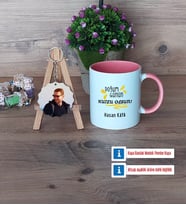 Doğum Günü Hediyesi Kupa Bardak Beyaz ve Fotoğraflı Ahşap Anahtarlık Hediye (Model 6)