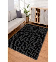 Dijital Kaymaz Taban Yıkanabilir Renkli Salon Halısı Mutfak Halısı Yolluk ND-SD-854 (Siyah)