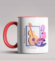 Kişiye Özel Müzik Öğretmeni Tasarımlı Siyah Renk Kupa Bardak  (Kırmızı)