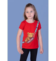 Toontoy Kız Çocuk Çanta Baskılı Tişört (Kırmızı)