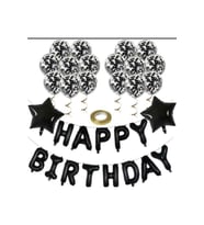 ŞEFFAF BALONLU HAPPY BIRTHDAY FOLYO BALON SET (Siyah)