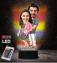 Doğum Günü Hediyesi,Sevgiliye Hediye, Kişiye Özel Fotoğraflı En Güzel Çift Karikatür 3D Led Lamba (RGB)