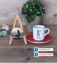 Halaya Hediye Türk Kahvesi Fincanı Ahşap Altlıklı ve Fotoğraflı Ahşap Anahtarlık Hediye (Model 3)
