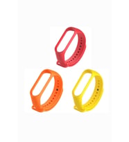 Xiaomi Mi Band 3-4 Silikon Kordon 3'lü Set Kırmızı Turuncu Sarı (Beyaz - Kırmızı)