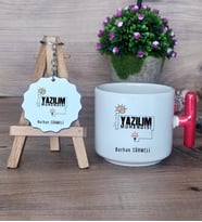Yazılım Mühendisi Hediye Seti Kupa Bardak T Kulplu ve Anahtarlık Mühendisler Günü Hediyesi (Model 1)