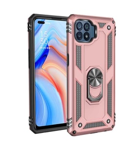 Oppo Reno 4 Lite Kılıf Zore Vega Yüzük Standlı Zırh Kılıf (Rose)