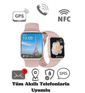 Watch 7 Series Gps Özellikli Nfc Aktif Kolay Kurulumlu Yeni Nesil 2022 Şık Tasarımlı Dt100 Max DTNO 1 Smartwatch Akıllı Saat (Rose)