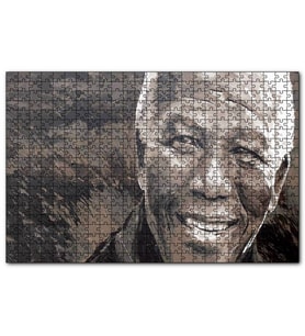 Cakapuzzle Nelson Mandela Yağlı Boya Siyah Beyaz  Puzzle Yapboz MDF (Ahşap) (255 Parça)