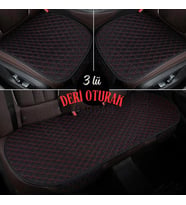 RENAULT MEGANE-3 Uyumlu Şark Serisi 3 Parça Deri Cepli Oto Minder Seti (Kırmızı)