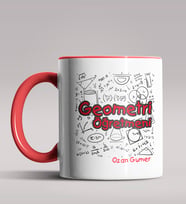 Kişiye Özel Geometri Öğretmeni Tasarımlı Siyah Renk Kupa Bardak 4 (Kırmızı)