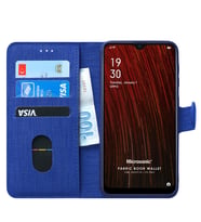 Microsonic Oppo F9 / F9 Pro Kılıf Fabric Book Wallet (Lacivert)
