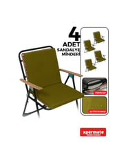 XPERMATE 4'lü Arkalıklı Sandalye Minderi Fermuarlı 40x40 Sırtlıklı Sandalye Minderi Bağcıklı (Yeşil)