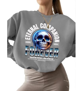 kadın Sweatshirt bisiklet yaka erkek Ebedi arkadaş - sonsuza kadar Baskılı Sweatshirt kalın Bej 3 (Gri)