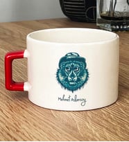 Kişiye Özel Cool Aslan Hediye Lüks Fincan Aslan Baskılı (Kırmızı)