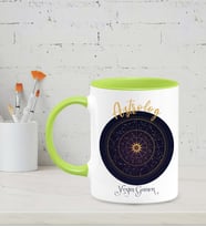 Kişiye Özel Astrolog Tasarımlı Siyah Kupa (Yeşil-Beyaz)