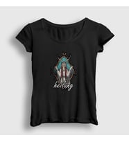 Presmono Kadın Sarı Nature Heilung T-Shirt 408988tt (Siyah)