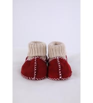 Babyhola Kız Erkek Bebek %100 Deri Patik Panduf Yenidoğan İlk Adım Ayakkabı Kutulu Hediyelik 8000C200 (Kırmızı)