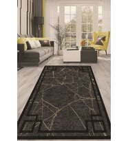 Dijital Kaymaz Taban Yıkanabilir Modern Renkli Salon Halısı Mutfak Halısı Yolluk ND-HT-363 (Gold)