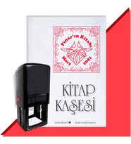 Kişiye Özel  Çerçeveli 3 Tarihli Kitap Kaşesi (Kırmızı)
