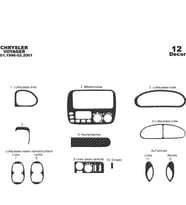 Meriç® Chrysler Voyager Ön Torpido Kaplama Maun 12 Parça 1996-2001 (Karbon)