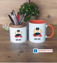 Erkek Polis Kalemlik, Kupa Bardak T Kişiye Özel Hediye (Model 13)