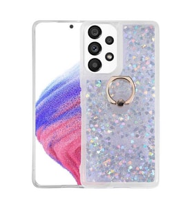 Galaxy A53 5G Kılıf Zore Milce Simli Pullu Yüzüklü Kılıf (Gümüş)
