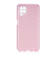 Galaxy A12 Kılıf Simli Renkli Silikon (Rose)