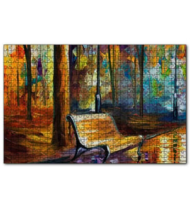 Cakapuzzle Ağaçlar Altındaki Boş Bank Yağlıboya  Puzzle Yapboz MDF (Ahşap) (500 Parça)