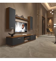 Decoraktiv Eko 5D Mdf Dvd Tv Ünitesi Tv Sehpası - Beyaz - Pera (Antrasit - Ceviz)