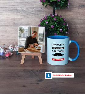 Erkek Öğretmene Hediye Fotoğraflı Dekoratif Taş, Kupa Bardak Beyaz Hediye (Model 4)