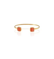 Kadir Jewellery 22 Ayar Altın Kaplama El İşçiliği Zirkon Taşlı Kadın Charm Bileklik (Kırmızı)