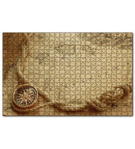 Cakapuzzle Eski Harita, Keten Halat ve Pusula Puzzle Yapboz MDF (Ahşap) (255 Parça)