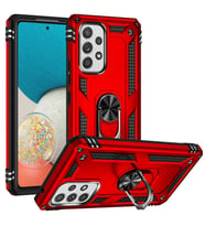 Samsung Galaxy A53 5G Uyumlu Kılıf Standlı Manyetik Yüzüklü Military Magnetic Ring Polycarbonate and TPU Case (Kırmızı)