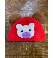 12X10 CM PELUŞ KULAKLI AYI APLİKE ARMA YAMA DİKİŞ AKSESUARI (Kırmızı)