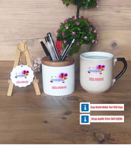 Estetisyen Hediye Sepeti Kalemlik, Kupa Bardak Sihirli, Ahşap Anahtarlık Hediye (Model 2)
