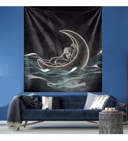Ayda Oturan Çift Leke Tutmaz Kadife Dokulu Kumaş Duvar Örtüsü Duvar Halısı Tapestry (Çok Renkli)