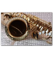 Cakapuzzle Yakın Plan Saksafon ve Notalar  Puzzle Yapboz MDF (Ahşap) (1000 Parça)