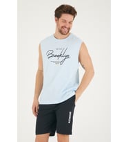 Süperlife Erkek Bisiklet Yaka Regular Fit Brooklyn Baskılı Tişört SPR22TS115 (Mavi)