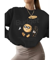 Sweatshirt erkek bisiklet yaka Bej Sweatshirt unisex 3 iplik şardonlu kalın kadın Bütçe Baskılı (Siyah)