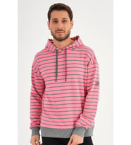 ALEXANDERGARDI ÇİZGİLİ KAPÜŞONLU SWEATSHIRT (UNX-00242) (Pembe)