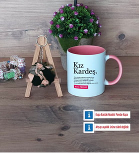 Kız Kardeş Kupa Bardak Beyaz ve Fotoğraflı Ahşap Anahtarlık Hediye (Model 6)