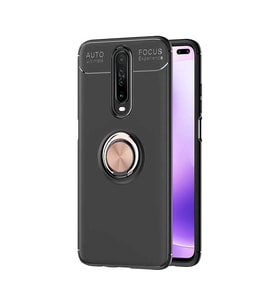 Xiaomi Poco X2 Kılıf Yüzüklü Magnetli Ravel Case (Siyah-Rose Gold)