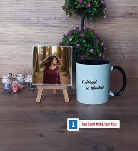 İsme Özel Fotoğraflı Dekoratif Taş, Kupa Bardak Beyaz Hediye (Model 11)